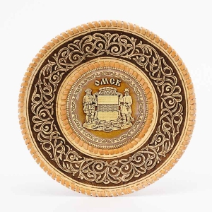 Панно Омск Герб круглое тисненное 21х21