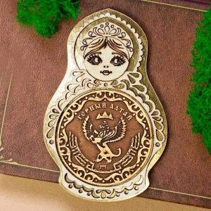 Горный Алтай Герб Магнит Матрешка Золото 5,5х8,5