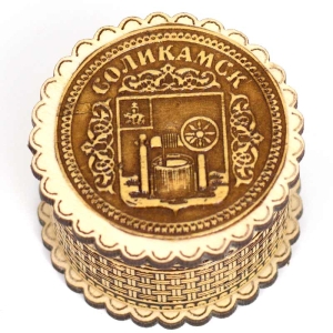 Шкатулка Соликамск Герб фигурная 4,54,53