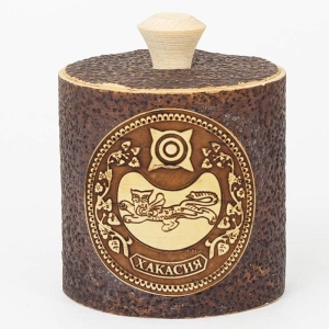 Туес Хакасия Герб Антик темный 8х8х8