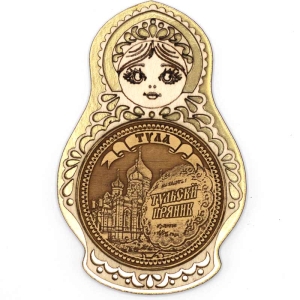 Магнит Тула тульский пряник Матрешка Золото 5,58,5