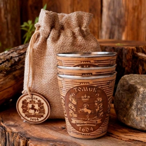 Ваше Изображение Набор стопок 3шт 70мл Мешочек рогожка 128