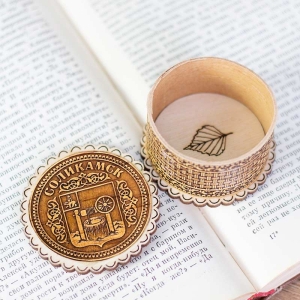 Шкатулка Соликамск Герб фигурная 5,5х5,5х3,5