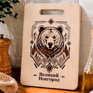 Доска-Великий-Новгород-Медведь-разделочная-с-гравировкой-фанера-2416