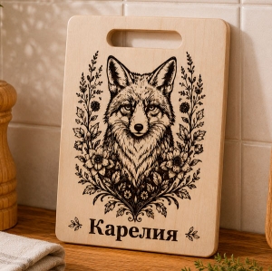 Доска-разделочная-Карелия-Лиса-с-гравировкой-2416-1