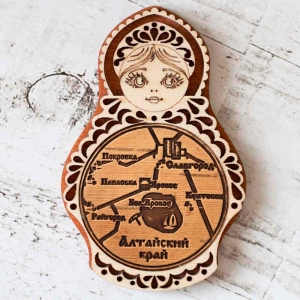 Магнит Алтайский край Яровое Карта Матрешка 5,5х8,5