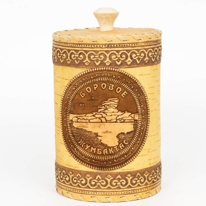 Туес Боровое Жумбактас с кантами 900мл 10х10х16