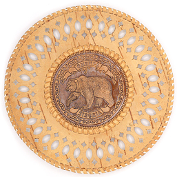 Сибирь Панно Медведь круглое резное 2121