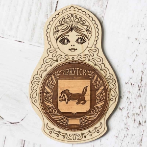 Магнит Иркутск Герб Матрешка однослойный 5,5х8,5