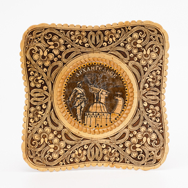 Панно Архангельск Петр1 Парусник Пур-наволок квадратное тисненное 21х21