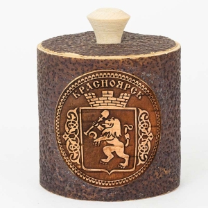 Туес Красноярск Герб Антик темный 8х8х8