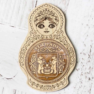 Магнит Устьяны Герб Матрешка однослойный 5,5х8,5