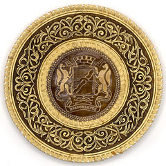 Панно Новосибирск Герб круглое тисненное 2121