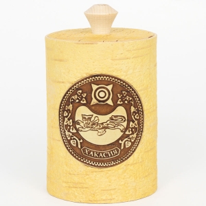 Туес Хакасия Герб Антик светлый 350мл 8х8х11,5