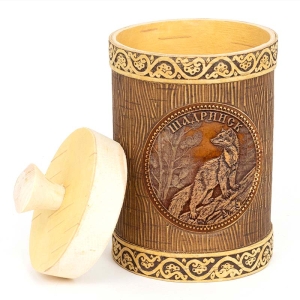 Туес Шадринск Куница с кантами темный 8х8х12