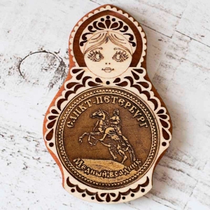 Магнит Санкт-Петербург Медный Всадник Матрешка 5,5х8,5