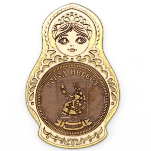 Магнит Иваново Герб Матрешка Золото 5,58,5