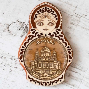 Магнит Москва Храм Христа Спасителя Матрешка  5,5х8,5