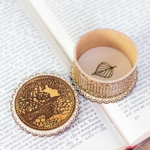 Шкатулка Карелия Пейзаж фигурная 5,5х5,5х3,5