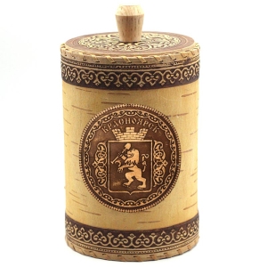 Туес Красноярск Герб с кантами 12х12х19