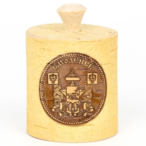 Туес Смоленск Герб Антик светлый 80мл 6х6х7,5