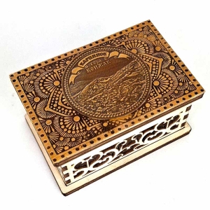 Шкатулка Карпинск гора Конжак резная фанера 9,5х6,5х5