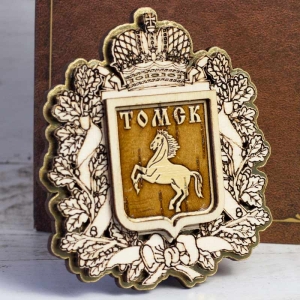 Магнит Томск Герб Корона Фигурный Золото 8,49,3