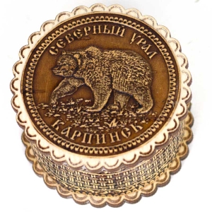 Шкатулка Карпинск Северный Урал Медведь фигурная 5,55,53,5