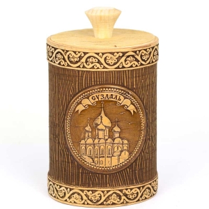 Туес Суздаль Кремль с кантами темный 8812