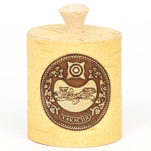 Туес Хакасия Герб Антик светлый 80мл 6х6х7,5