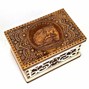 Шкатулка Нерюнгри Медведь резная фанера 9,5х6,5х5