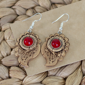 Серьги Тиснение 2 с камнем в ассортименте (5)