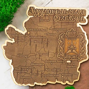 Магнит Архангельская область Карта Фигурный Золото 9,99,3