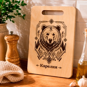 Доска-разделочная-Карелия-Медведь-с-гравировкой-2416