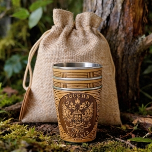 Набор стопок Россия 3шт 70мл в мешочке 1012