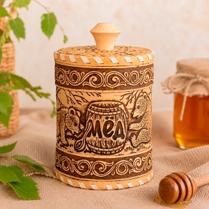 Туес-Мед-Медведь-Шитый-400мл-8812-1