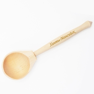 Ложка Ханты-Мансийск Чайная березовая с гравировкой 14,5х3,5