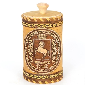 Туес Томск Герб с кантами 8х8х14