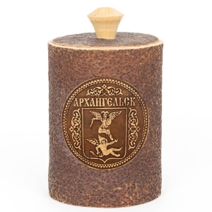 Туес Архангельск Герб Антик темный 350мл 8х8х11,5