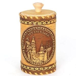 Туес Архангельск Петр1 Парусник Пур-наволок с кантами 8х8х14