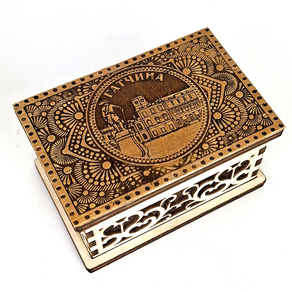 Шкатулка Гатчина резная фанера 9,36,34,9