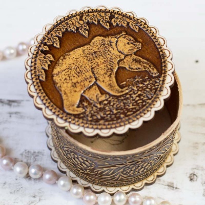 Шкатулка Медведь 1 фигурная 7*7*4,7 - сувенир